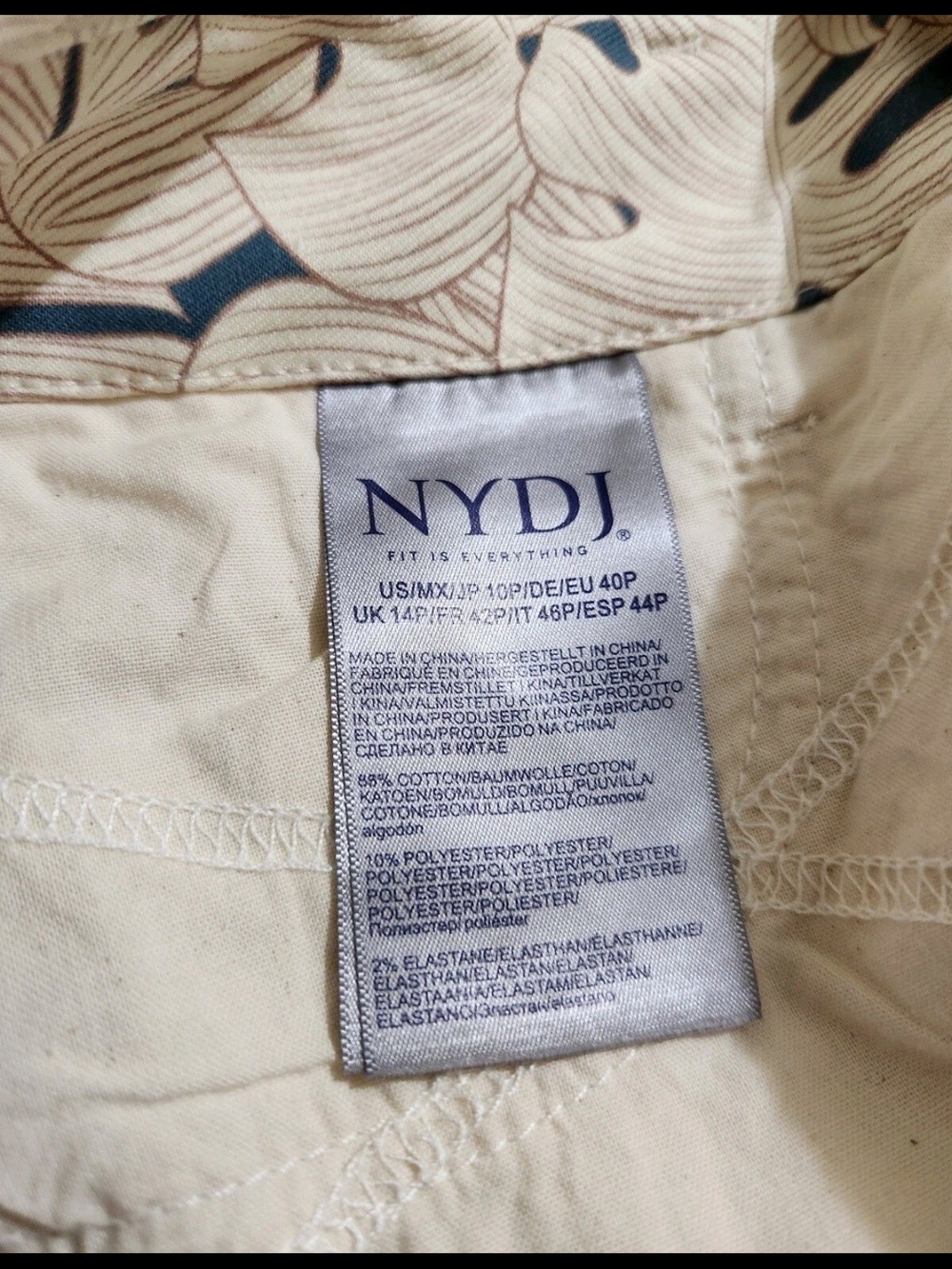 NYDJ Women's Jeans Size 10P Chloe Side Slit Capri Stretch Blue Multi  NWT 22 - Picture 7 of 11